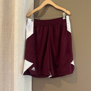 Adidas Basketball Shorts, Maroon & White, Crazy Explosive, Size Medium